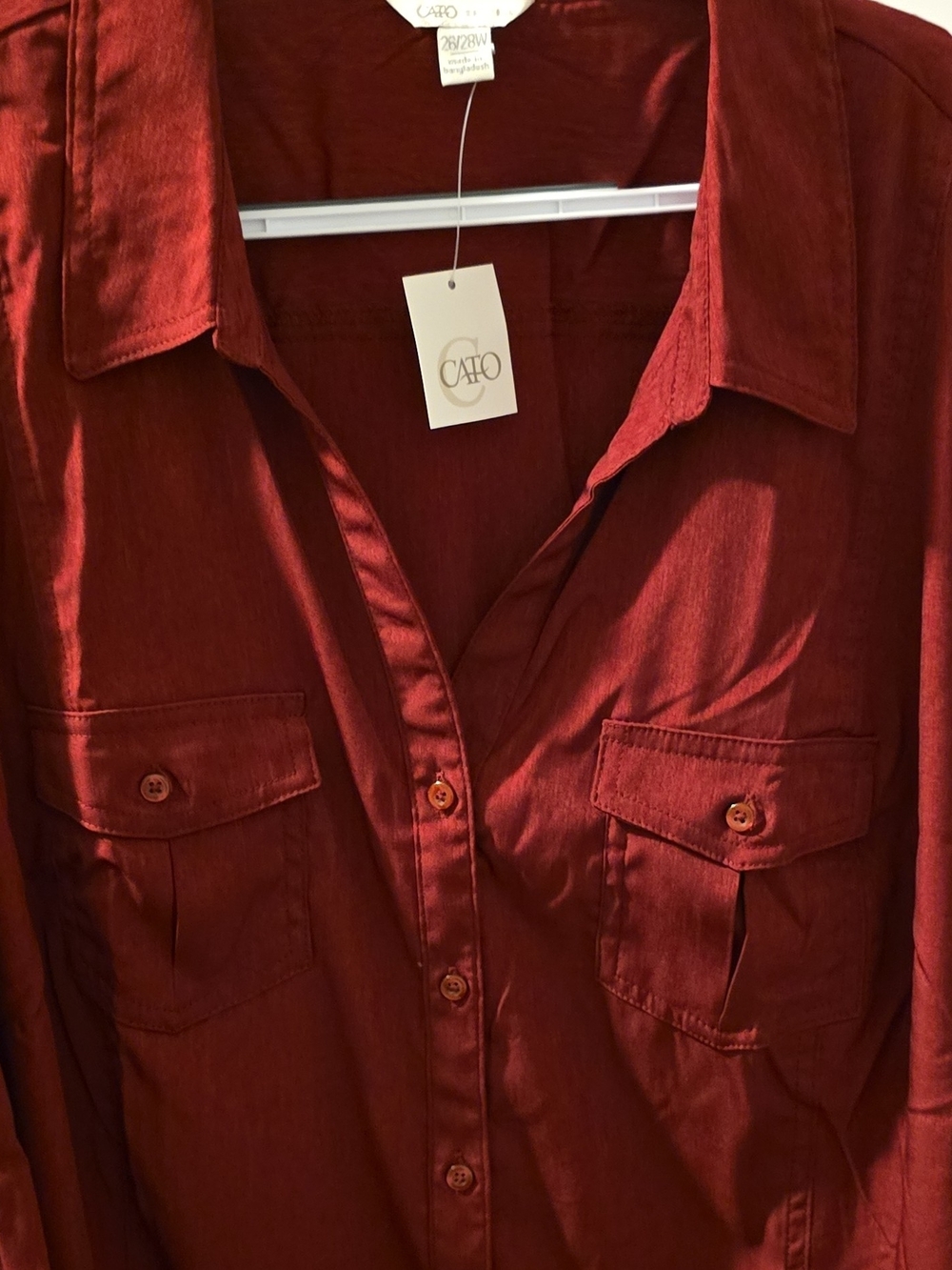 Cato Womens Red Button-Up Shirt